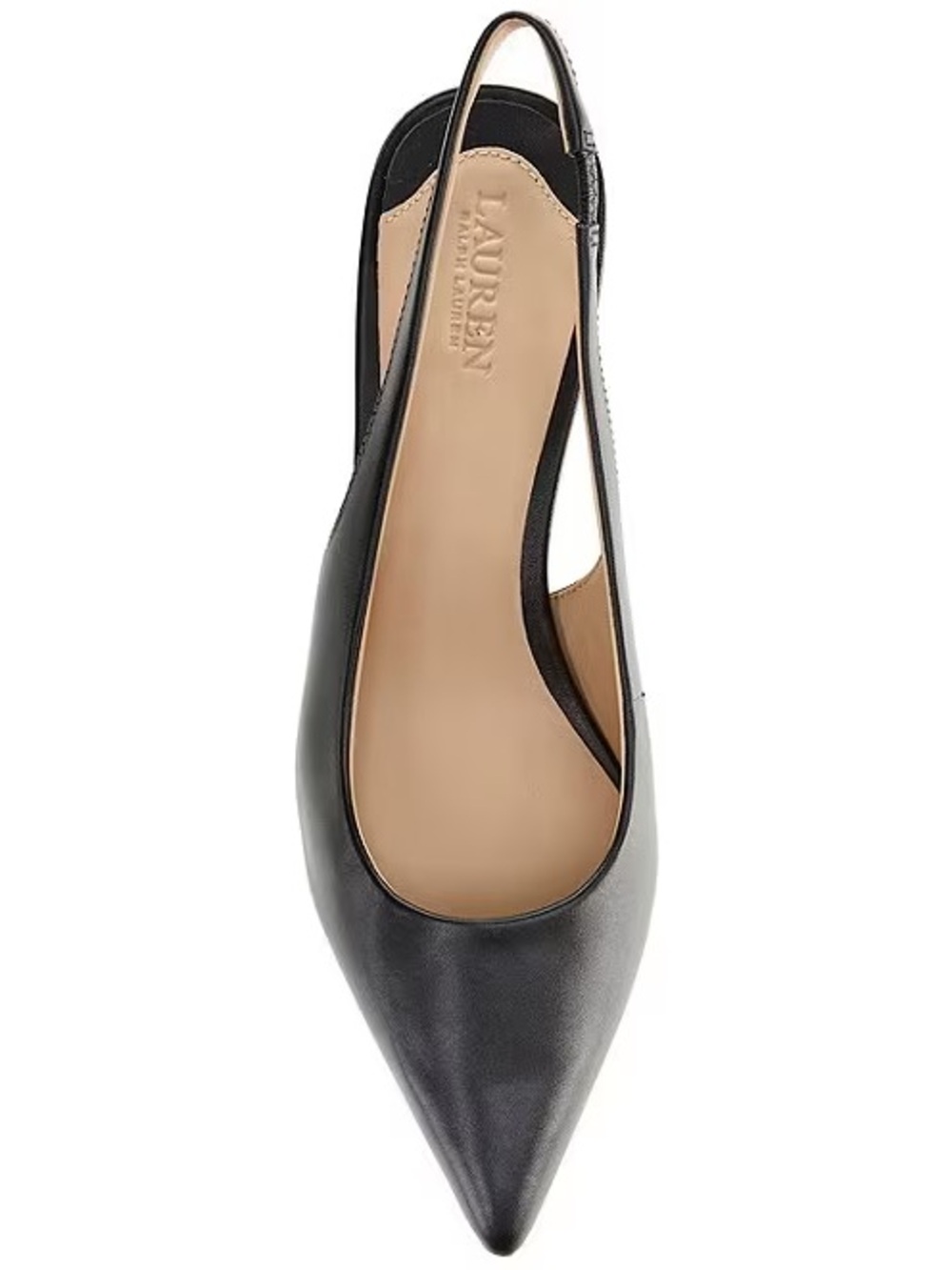 Lauren Ralph Lauren Black Pointed Leather Slingback Flat